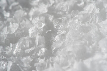 Extreme close up white sea salt flakes
