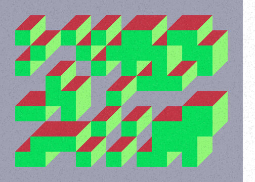 Implementation of Edward Zajec&rsquo;s &ldquo;Il Cubo&rdquo; from 1971. Essentially a Truchet tile set of 8 tiles and rules for placement art illustration