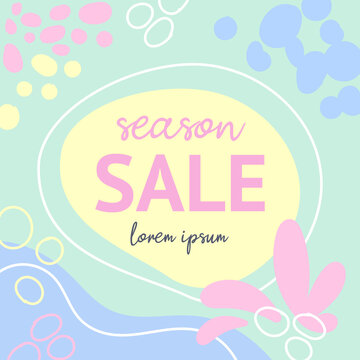Summer sale banner in trendy style. Colorful layout for poster, background, greeting card, flyer, leaflet. Vector illustration