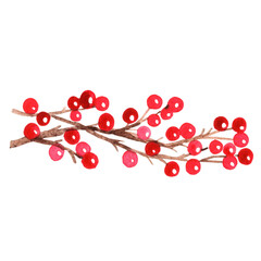 wild red berry border watercolor for decoration on Christmas holiday and Autumn seasonal