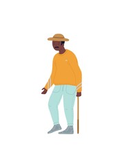Vector cartoon flat elderly man character in outdoor outfit isolated on empty background-trendy collection and fashion lifestyle concept,web site banner ad design