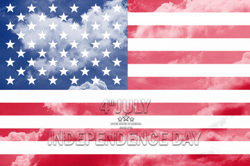 Independence Day. American flag in clouds illustration
