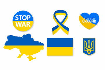 Set of Ukrainian characters. National elements of Ukraine. Support for the country during the war. stop the war. vector illustration