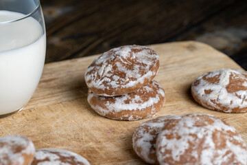iced sugar gingerbread on a cutting board
