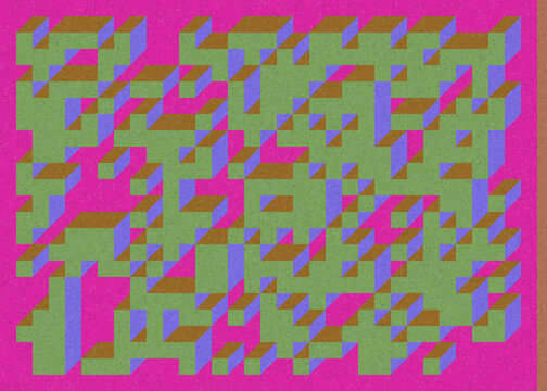 Implementation of Edward Zajec&rsquo;s &ldquo;Il Cubo&rdquo; from 1971. Essentially a Truchet tile set of 8 tiles and rules for placement art illustration