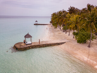 Maldive, aerial view of beautiful beach.