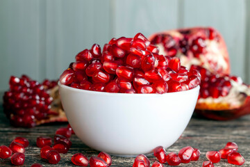 ripe red pomegranate whose grains are used for nutrition