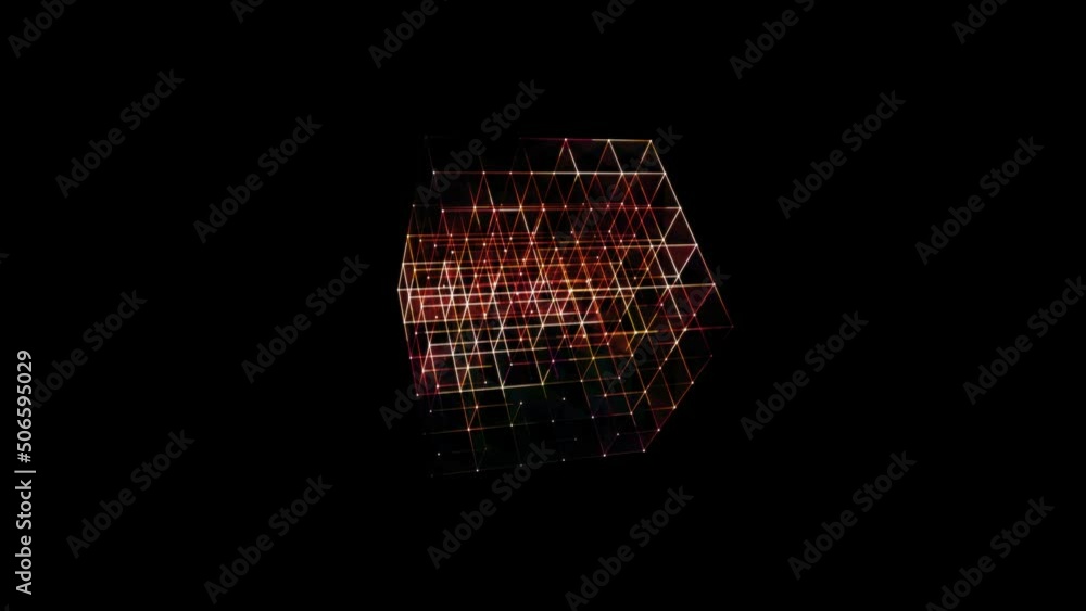 Aufkleber graphic neon animated symbol of squares, diamonds, point. maze icon. design randomly rotating rubik'