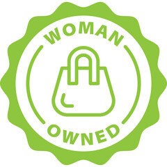 woman owned business green stamp outline badge icon label isolated vector on transparent background