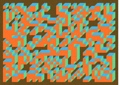 Implementation of Edward Zajec&rsquo;s &ldquo;Il Cubo&rdquo; from 1971. Essentially a Truchet tile set of 8 tiles and rules for placement art illustration