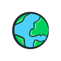 Earth doodle icon drawing illustration cartoon vector hand drawn style