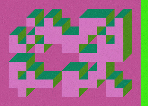 Implementation of Edward Zajec&rsquo;s &ldquo;Il Cubo&rdquo; from 1971. Essentially a Truchet tile set of 8 tiles and rules for placement art illustration