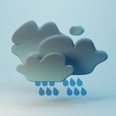 weather forecast icon - cloudy clouds and rain - 3d render illustration