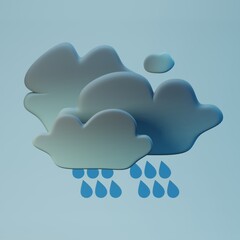 weather forecast icon - cloudy clouds and rain - 3d render illustration