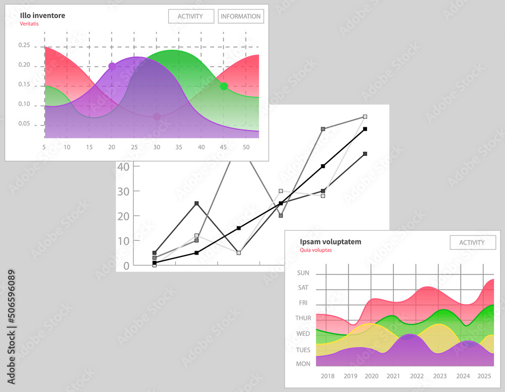 Poster infographic chart vector template. annual statistics curve graph design. market data diagrams. graph