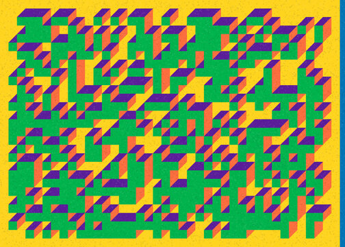 Implementation of Edward Zajec&rsquo;s &ldquo;Il Cubo&rdquo; from 1971. Essentially a Truchet tile set of 8 tiles and rules for placement art illustration