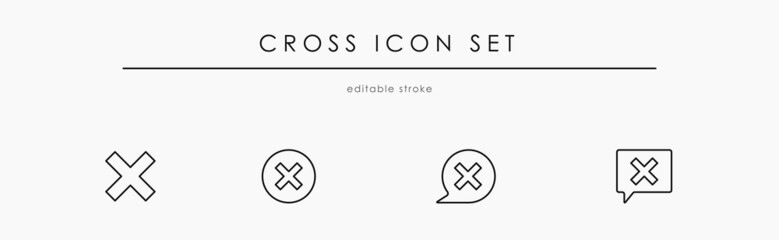 Cross Checkmark set in Speech bubble vector icon. Negative linear vector symbol collection