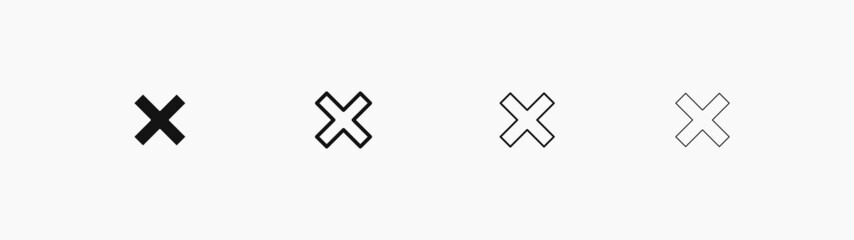 Cross Checkmark in Speech bubble vector icon. Negative linear vector symbol