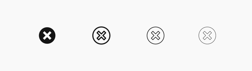 Cross Checkmark in Speech bubble vector icon. Negative linear vector symbol