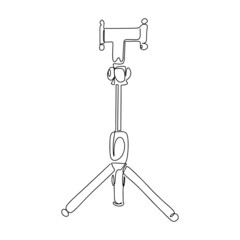 Tripod Stand and Monopod With Smartphone Vertical, Horizontal Screen, Isolated On White Background. Vector Illustration