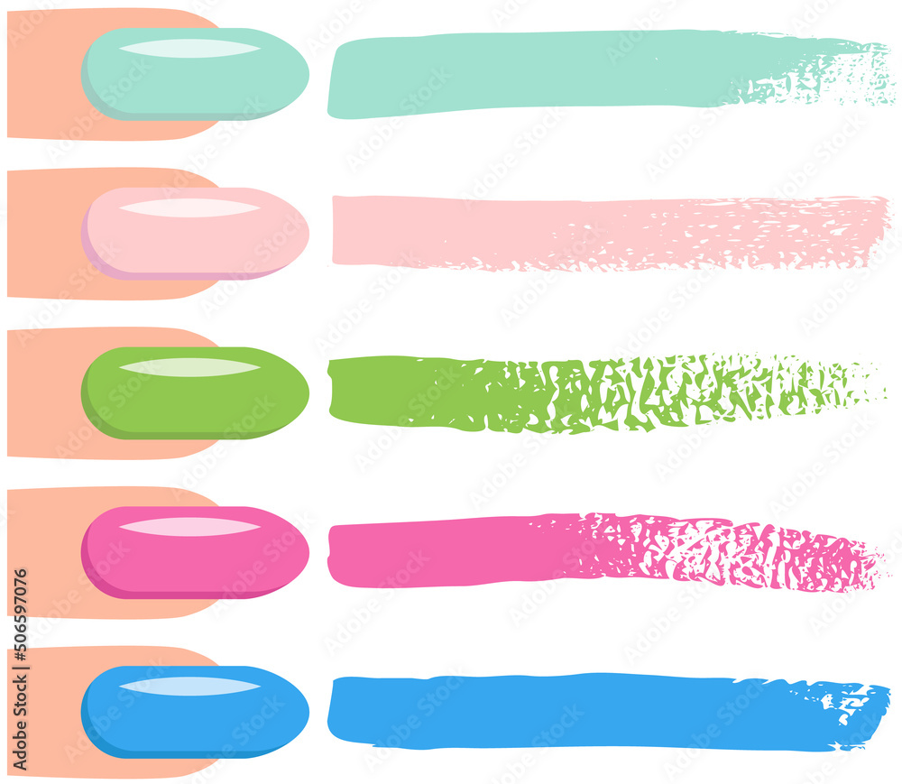 Poster set of different abstract smears and prints. seamless pattern for creating style near manicured fing