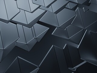 Abstract dark extruded background. minimal light clean corporate wall. 3d geometric surface illustration. polygonal elements displacement. 3d rendering.