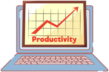 Chart of productivity and growth of statistical indicators. Business process diagram on screen. Program for data analysis and statistics. Business development analytics on computer vector illustration