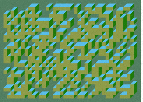 Implementation of Edward Zajec&rsquo;s &ldquo;Il Cubo&rdquo; from 1971. Essentially a Truchet tile set of 8 tiles and rules for placement art illustration