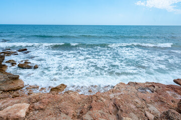 Fototapeta na wymiar Rocky coastline Mediterranean sea Spain.