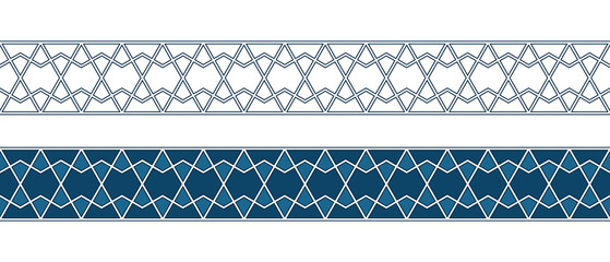 Set of borders of Islamic pattern for Ramadan greetings cards and templates. Vector illustration.