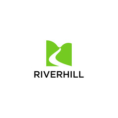 Abstract hill and river logo design 