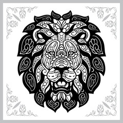 lion head zentangle arts. isolated on white background.