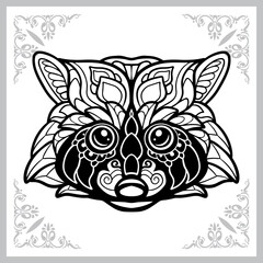 raccoon head zentangle arts. isolated on white background.