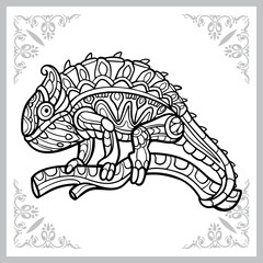 chameleon zentangle arts. isolated on white background.