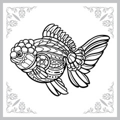 gold fish zentangle arts. isolated on white background.