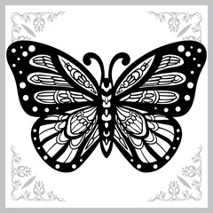 butterfly zentangle arts. isolated on white background.