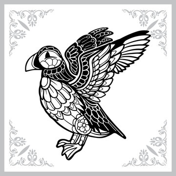 puffin bird zentangle arts. isolated on white background.