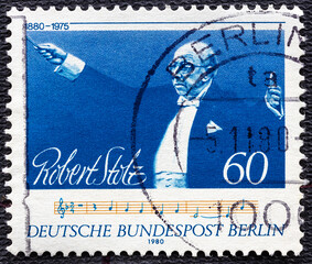 GERMANY, Berlin - CIRCA 1980: Postage stamp printed in Germany shows Robert Stolz composer , serie,...