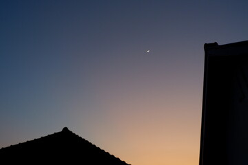 sunset and moon