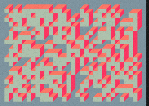 Implementation of Edward Zajec&rsquo;s &ldquo;Il Cubo&rdquo; from 1971. Essentially a Truchet tile set of 8 tiles and rules for placement art illustration