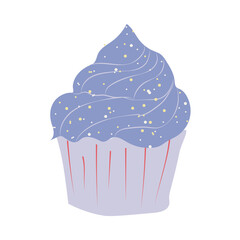 Illustration of a cupcake  on a white background. Vector illustration. Postcard