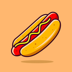 Hotdog cartoon vector. Fast food cartoon element illustration. Flat of fast food vector isolated. Breakfast food collection. Eps 10.
