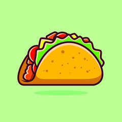 Taco cartoon vector. Fast food cartoon element illustration. Flat of fast food vector isolated. Breakfast food collection. Eps 10.