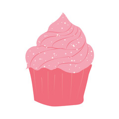 Illustration of a cupcake  on a white background. Vector illustration. Postcard