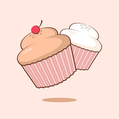 Cupcake cartoon vector. Fast food cartoon element illustration. Flat of fast food vector isolated. Breakfast food collection. Eps 10.