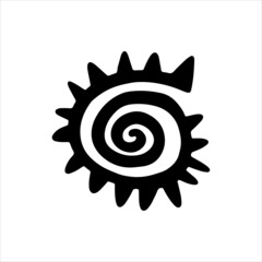 Sun abstract symbol. Hand drawn picture of primitive tribes. Vector illustration