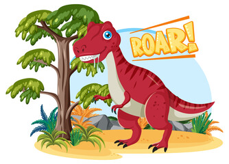 Little cute tyrannosaurus dinosaur cartoon character