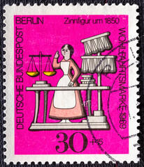 GERMANY, Berlin - CIRCA 1969: a postage stamp from Germany, Berlin showing a charity postal stamp...