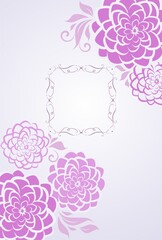 Vintage vertical banner with beautiful lilac chrysanthemum for wedding invitation and ceremony, greeting card, scrapbook, book title in very peri color