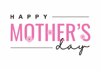 Happy mother day banner isolated on white background.